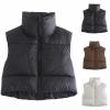 tuduoms Womens Winter Crop Puffer Vest Quilted Parka Down Puffy Bubble Jacket Vest Teen Girls Lightweight Cute Outwear Vests view 1