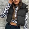 tuduoms Womens Winter Crop Puffer Vest Quilted Parka Down Puffy Bubble Jacket Vest Teen Girls Lightweight Cute Outwear Vests view 2