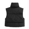 tuduoms Womens Winter Crop Puffer Vest Quilted Parka Down Puffy Bubble Jacket Vest Teen Girls Lightweight Cute Outwear Vests view 3