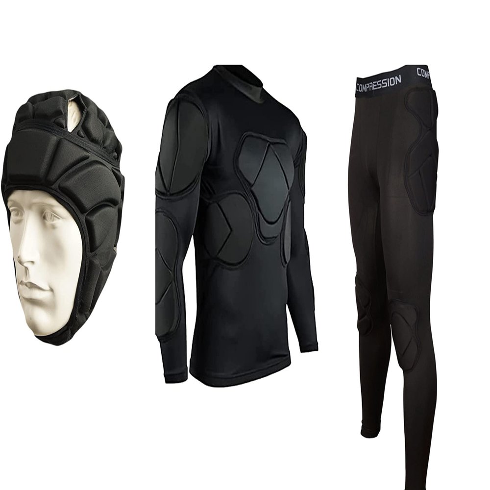 Jellybro Men's Padded Football Protective Gear Set Training Suit for Soccer Basketball Paintball Rib Protector (X-Large)