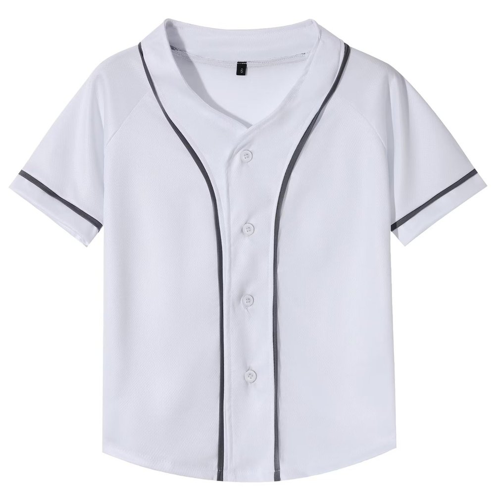 babyhealthy Kids Baseball Jersey Button Down Hip Hop Personalized Sport T Shirts Tops for Boys White