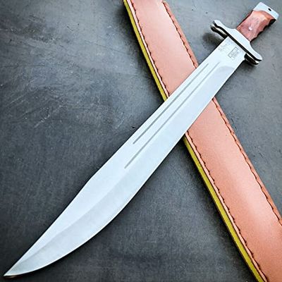 18" Tactical Stainless Steel Full Tang Fixed Blade Sword Machete w/ Wood Handle