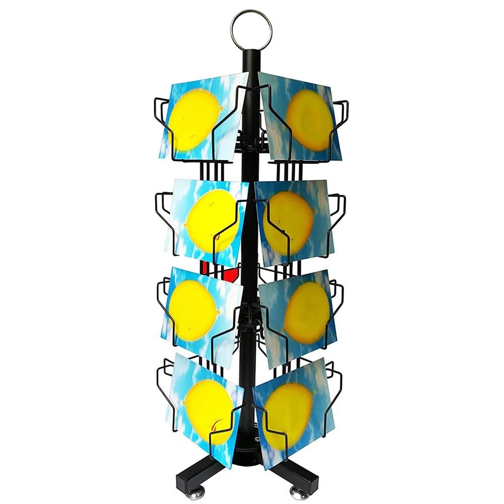 LSXIAO Adjustable Greeting Card Rack Postcard Display Stand 4 Tier 16 Pocket, Organizer Book CD DVD Brochure Rotating Post Office Display Stand (Color : Black, Size : 4-Tier)