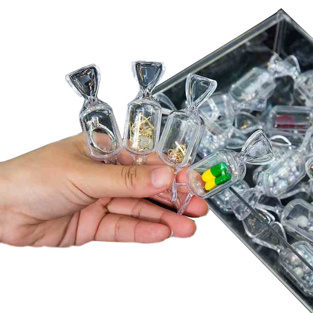 10-50 Transparent Candy Jewelry Storage Box, Jewelry Box Cute, Good Sealing, Ring Necklace Earrings Storage, Prevent Jewelry Oxidizing and Tarnishing, 85x22mm (20)
