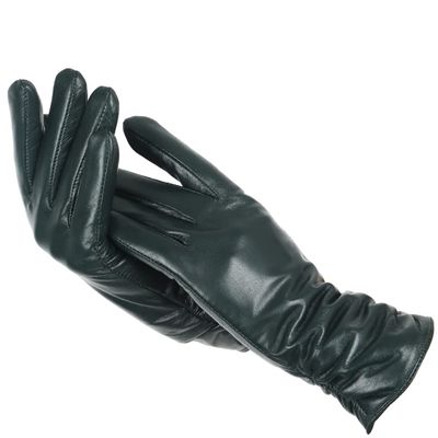 Classic Pleated Leather Gloves Women Color Real Leather Gloves Women Sheepskin Leather Winter Gloves Women Black Green 8