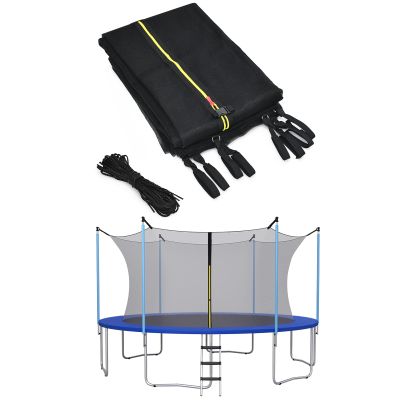 Giantex Trampoline Safety Net w/Adjustable Straps, 8 10 12 14 15 16Ft Weather-Resistant Replacement Enclosure Net for Round Frame w/Double-Headed Zippers, Protection Buckles (10FT 6 Poles)