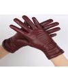 Classic Pleated Leather Gloves Women Color Real Leather Gloves Women Sheepskin Leather Winter Gloves Women Navy Blue 8.5 view 2