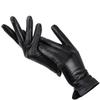 Fashion White Leather Gloves Women Leather White Gloves Sheepskin Short Comfortable Women's Gloves Warm Lining Black 6.5 view 1