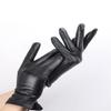 Fashion White Leather Gloves Women Leather White Gloves Sheepskin Short Comfortable Women's Gloves Warm Lining Black 6.5 view 2