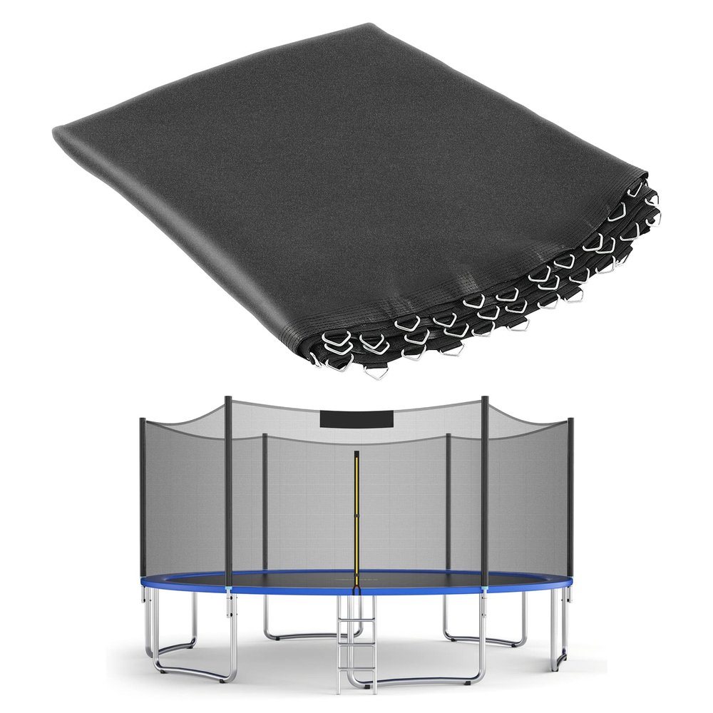 Giantex Replacement Trampoline Mat, High-Elastic PP Weather-Resistant Mat Fits 8 10 12 14 16ft Round Frame, Spring Not Included (14Ft w/ 80 V-Hooks 5.5'' Spring)