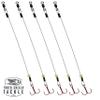 Tooth Shield Tackle Ice Fishing Tip Up Leader/Rig (90 lb) / Ice Fishing Sucker Walleye Pike Musky Predator Rig (5 Pack) [Camo Wire/Chartreuse Bead] (Hook Size: 2) view 2