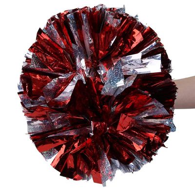 01 02 015 Cheerleader Pom Poms, Cheerleading Pom Pom Ergonomic Pom Poms Cheerleading for Stadium for Sports Meeting for Holiday Celebration(Double-Headed Silver Plus red dot Laser)