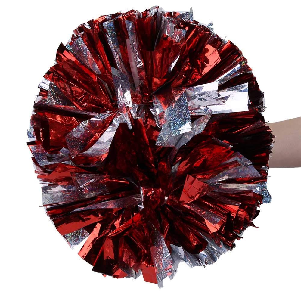 01 02 015 Cheerleader Pom Poms, Cheerleading Pom Pom Ergonomic Pom Poms Cheerleading for Stadium for Sports Meeting for Holiday Celebration(Double-Headed Silver Plus red dot Laser)