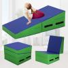 CL.Store Incline Gymnastics Mat 48 x24 Inch Foldding Exercise Mat,Gymnastic Tumbling w/ Handle,Cheese Wedge Skill Shape Mats for Gymnastics,Indoor/Outdoor Home Gym Fitness Yoga Kids Tumbling(Blue) view 1