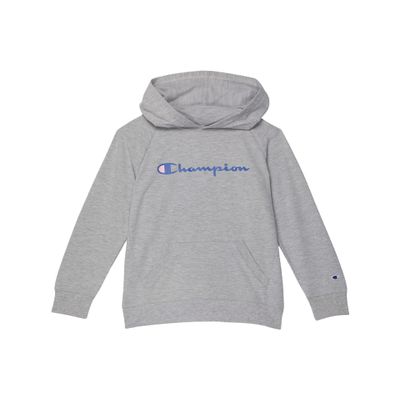 Champion Girl's Classic Script French Terry Hoodie (Big Kids) Oxford Heather SM (7-8 Big Kid)