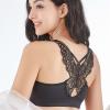 XMSM Womens Front Closure Bras Butterfly Beauty Back Bralette Oversize Wire-Free Bra Sexy Lingerie for Women (Color : Black, Size : 48/110D) view 3