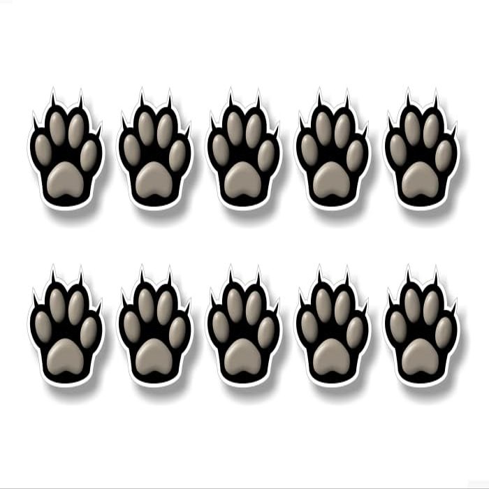 10 CAT PAW Prints 2'' Decal Set Cats Kitten Kitty Foot Paws Print Vinyl Stickers for Car Truck SUV Sticker Decal Set (10 Cat Paw Print Decals)