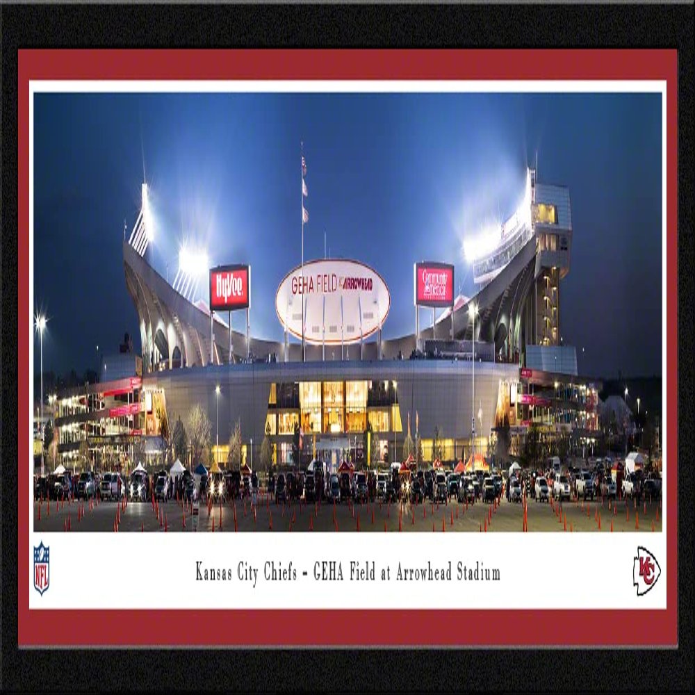 GEHA Field at Arrowhead Stadium, Home of the Kansas City Chiefs - 42x15.5-inch Single Mat, Select Framed Picture by Blakeway Panoramas