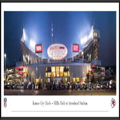 GEHA Field at Arrowhead Stadium, Home of the Kansas City Chiefs - 40.25x13.75-inch Standard Framed Print by Blakeway Panoramas