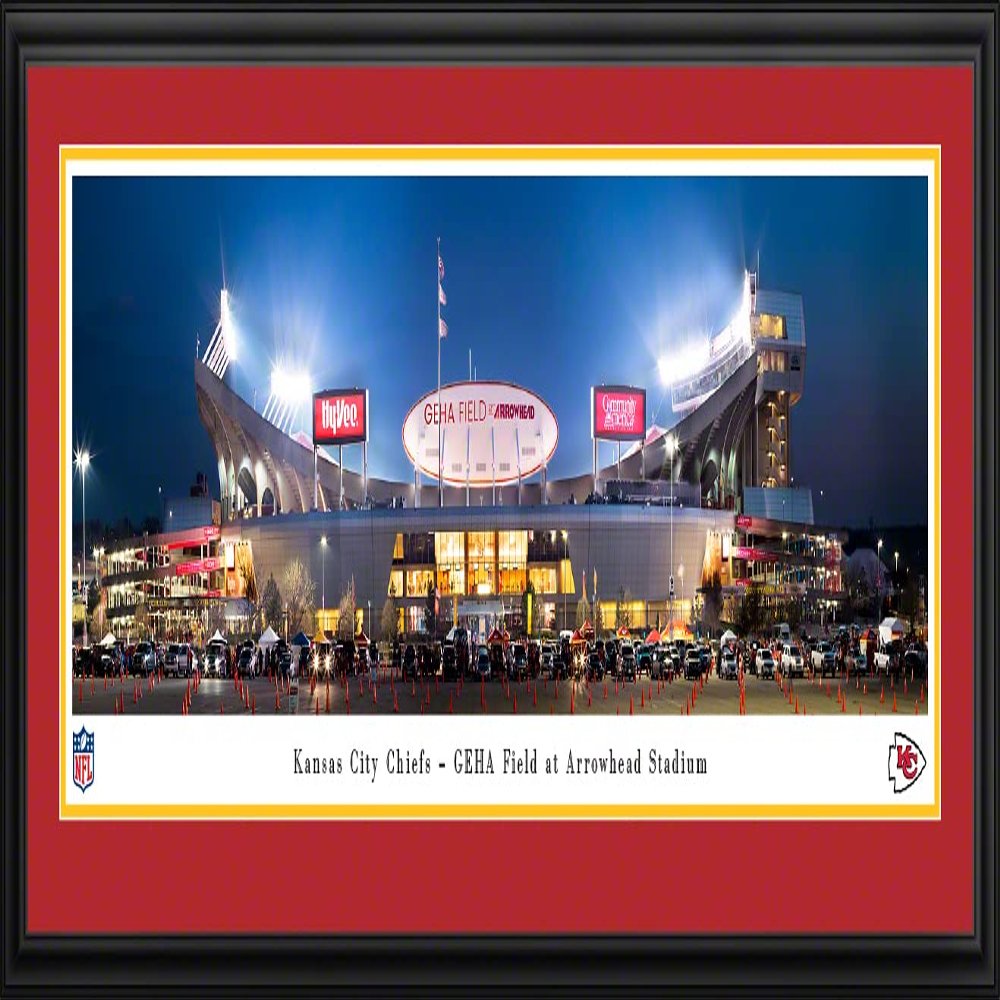 GEHA Field at Arrowhead Stadium, Home of the Kansas City Chiefs - 44x18-inch Double Mat, Deluxe Framed Picture by Blakeway Panoramas