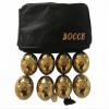 BuyBocceBalls Listing - 73mm Metal Bocce and Petanque Set with 8 Gold Balls and Black Bag view 1