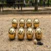 BuyBocceBalls Listing - 73mm Metal Bocce and Petanque Set with 8 Gold Balls and Black Bag view 2