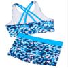 Daenrui Kids Girls 2 Piece Gymnastics Dance Athletic Set Crop Tops with Booty Shorts Activewear Swimwear Blue 12 Years view 2