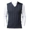 Kaxiya2021 Men's Knitted Vest Casual Thin Sleeveless Solid Color V-Neck Sweater Business Inner Jacquard Ribbed Jacket (Dark Gray,Medium) view 1
