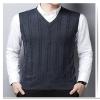 Kaxiya2021 Men's Knitted Vest Casual Thin Sleeveless Solid Color V-Neck Sweater Business Inner Jacquard Ribbed Jacket (Dark Gray,Medium) view 2
