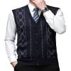 Kaxiya2021 Men's Solid Color V-Neck Sweater Fashion Temperament Sleeveless Thread Pullover Business Single-Breasted Knitted Vest (Navy,3X-Large) view 1