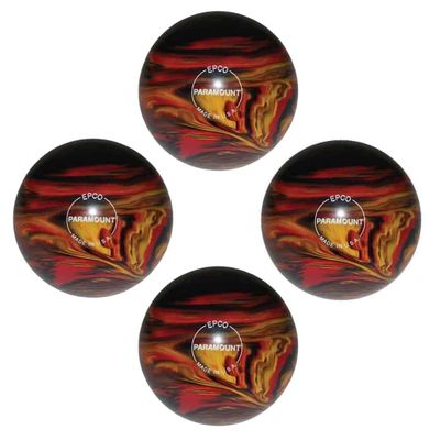 BuyBocceBalls - EPCO Candlepin Bowling Balls - Marbleized - Black, Red & Yellow (4 1/2 inch- 2lbs. 5oz.) - 4 Balls - Made in USA