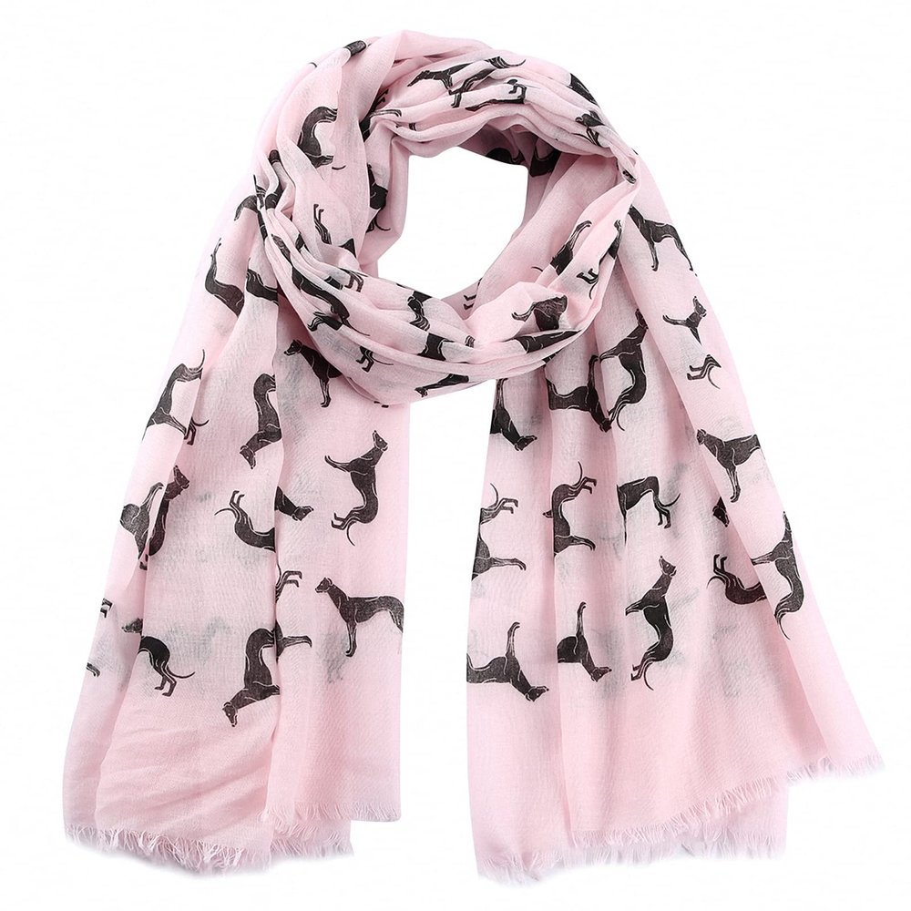 Scarves Spring Summer Pink White Doberman Dog Animal Printed Scarf for Dog Lover Mom Gifts