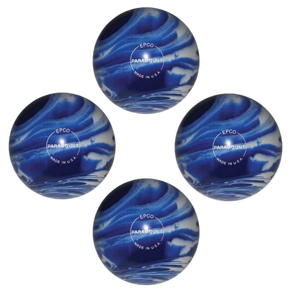 BuyBocceBalls - EPCO Candlepin Bowling Balls - Marbleized - Blue & White (4 1/2 inch- 2lbs. 6oz.) - 4 Balls - Made in USA