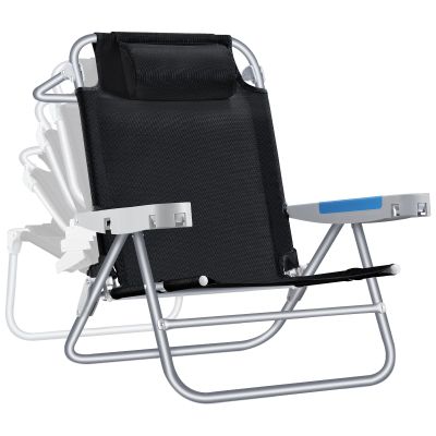 ICECO Backpacking Beach Chairs for Adults, 5 Positions Reclining Chair, Heavy Duty Folding Chairs, Portable Lay Flat Outdoor Chair with Cup Holder for Beach, Camping, Lawn, 350lb Capacity
