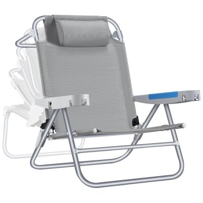 ICECO Backpacking Beach Chairs for Adults, 5 Positions Reclining Chair, Heavy Duty Folding Chairs, Portable Lay Flat Outdoor Chair with Cup Holder for Beach, Camping, Lawn, 350lb Capacity