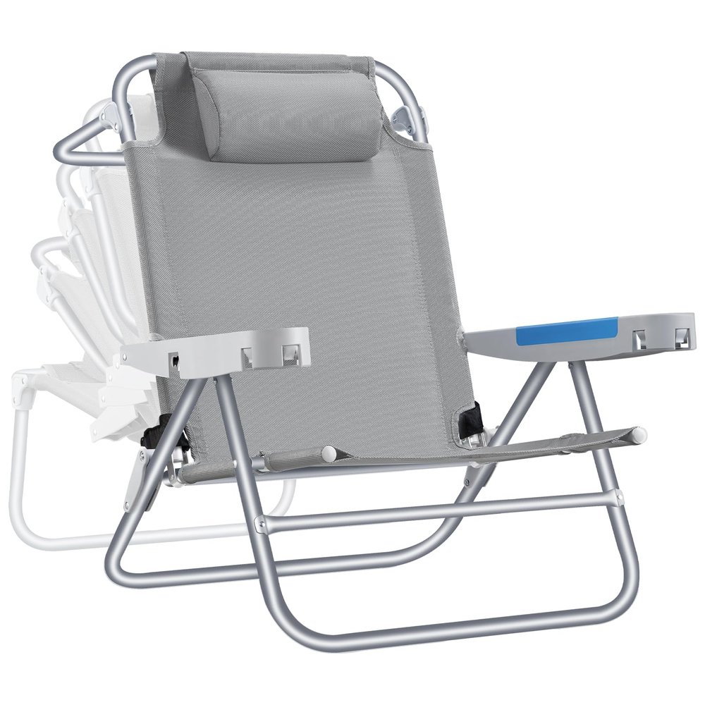 ICECO Backpacking Beach Chairs for Adults, 5 Positions Reclining Chair, Heavy Duty Folding Chairs, Portable Lay Flat Outdoor Chair with Cup Holder for Beach, Camping, Lawn, 350lb Capacity