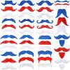 48 Pieces Fake Mustaches, Self Adhesive Novelty Moustaches Fiesta Masquerade Party Supplies Halloween Costume (16 Independence Day Style) Multicoloured view 1