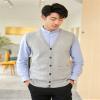 Men's V-Neck Cardigan Sweater Business Solid Color Single-Breasted Knitted Vest Casual All-Match Sleeveless Pocket Top (Grey,Large) view 2