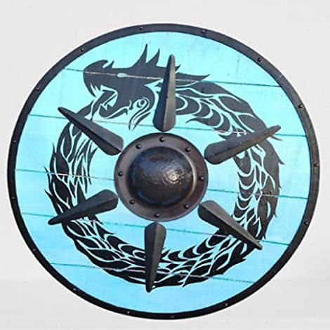 ARTIZANSTORE Medieval Wood & Steel Dragon Viking Round Shield Armor Templar Shield