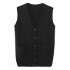Kaxiya2021 Men's V-Neck Cardigan Sweater Business Solid Color Single-Breasted Knitted Vest Casual All-Match Sleeveless Pocket Top (Black,Large) view 1