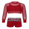 Hedmy Kid 3pcs Dance Outfit Hip Hop Dance Outfit Girls Crop Top with Boyshorts Set for Sport Gymnastic Dancing Red 10 Years view 3