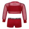 Hedmy Kid 3pcs Dance Outfit Hip Hop Dance Outfit Girls Crop Top with Boyshorts Set for Sport Gymnastic Dancing Red 10 Years view 4
