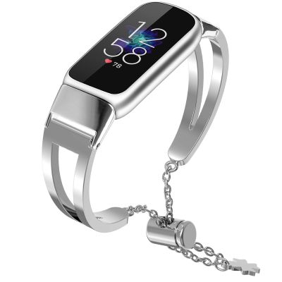 Ninki Metal Bracelet Compatible with Fitbit Luxe - Fancy Bangle Adjustable Strap for Women, Large, Link Band