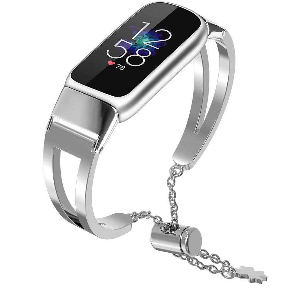 Ninki Metal Bracelet Compatible with Fitbit Luxe - Fancy Bangle Adjustable Strap for Women, Large, Link Band