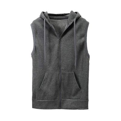 WENKOMG1 Hooded Vest for Men, Solid Sleeveless Waistcoat Soft Sports Jacket Slim Shirt with Pocket Zipper Blouse Fall Winter Overcoat V-Neck Loose Coat Elegant Cotton Parka(Gray,XX-Large)