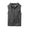 WENKOMG1 Hooded Vest for Men, Solid Sleeveless Waistcoat Soft Sports Jacket Slim Shirt with Pocket Zipper Blouse Fall Winter Overcoat V-Neck Loose Coat Elegant Cotton Parka(Gray,XX-Large) view 1