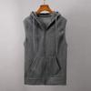 WENKOMG1 Hooded Vest for Men, Solid Sleeveless Waistcoat Soft Sports Jacket Slim Shirt with Pocket Zipper Blouse Fall Winter Overcoat V-Neck Loose Coat Elegant Cotton Parka(Gray,XX-Large) view 3