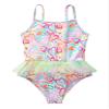 Moggemol Kids Girls Adjustable Spaghetti Straps One-Piece Swimsuit Mermaid Scales Ruffle Beach Bathing Suit Colorful Hearts 4 Years view 3