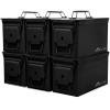 HOMESTEAD 50 Cal Metal Ammo Can  6-Pack M2A1 Military Steel Ammo Storage Box, Airtight & Water-Resistant Ammo Containers for Long-Term Storage, Black Color view 1