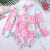 Yeeye Baby Girls Long Sleeve Printed One Piece Swimsuit UPF50+ Sun Protection Rashguard Shirt with Zipper Pink 18-24 Months view 3